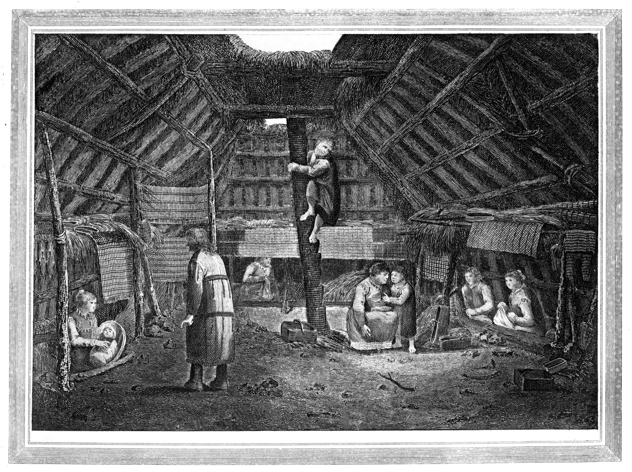 Talon sisäpuoli Oonalashkassa, c1776-1779. tekijältä Walker