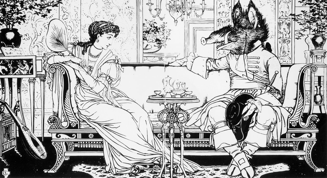 Kaunotar ja Hirviö, 1874 tekijältä Walter Crane