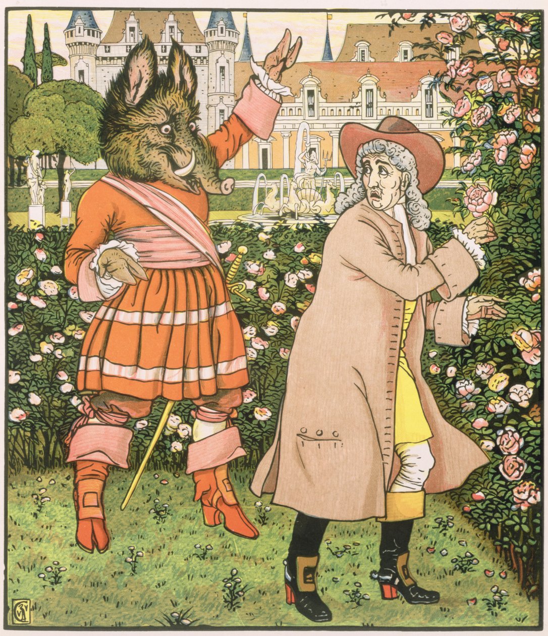 Kuvitus kaunotar ja hirviö, 1901 tekijältä Walter Crane
