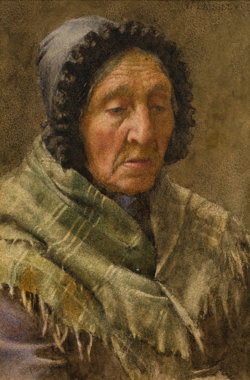 Newlyn Fishwife, 1895 (wc paperilla) tekijältä Walter Langley