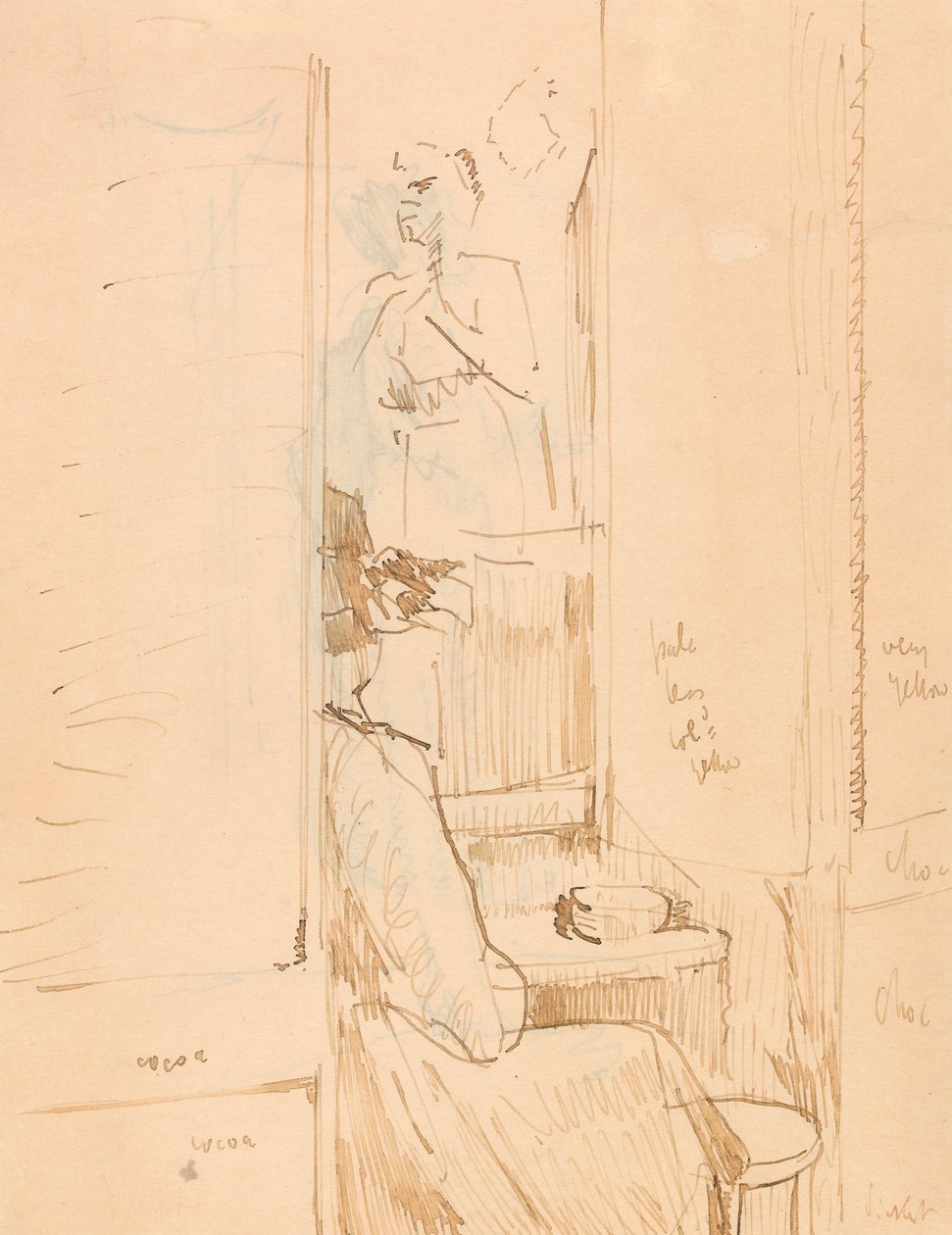 Café Vernet (kynä ja ruskea muste paperille) tekijältä Walter Richard Sickert