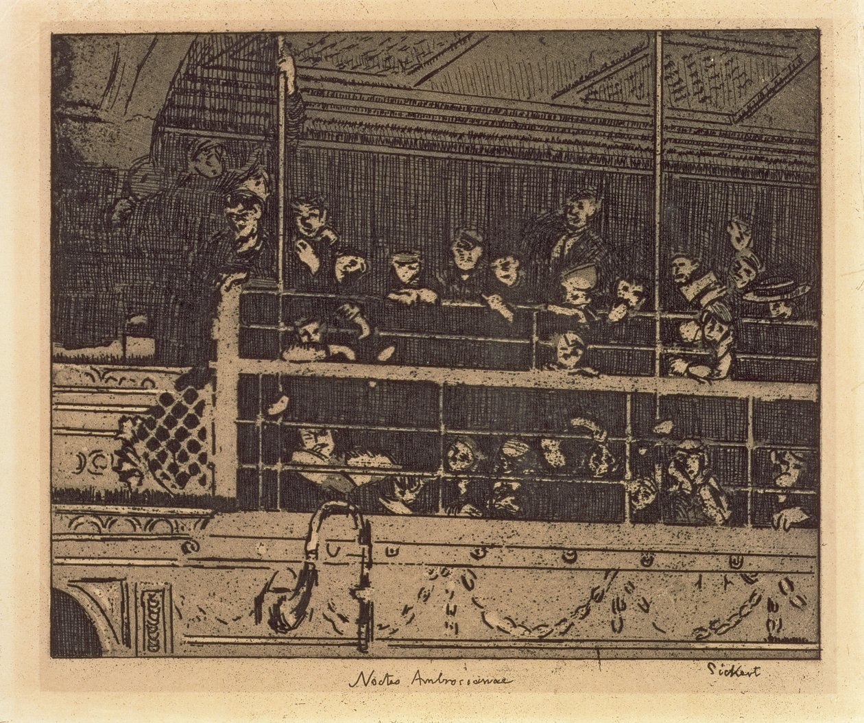 Noctes Ambrosiane (Ambrosian Nights) 1906 (etsaus ja akvatinta) tekijältä Walter Richard Sickert