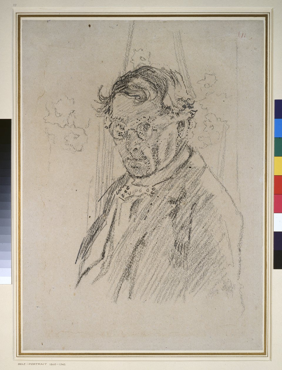 Omakuva silmälasit (kynä ja muste liidulla paperille) tekijältä Walter Richard Sickert