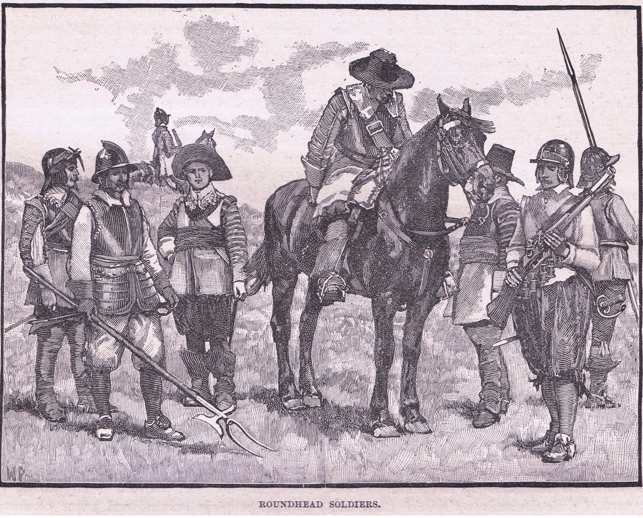 Pyöreäpäiset sotilaat 1645 jKr tekijältä Walter Stanley Paget