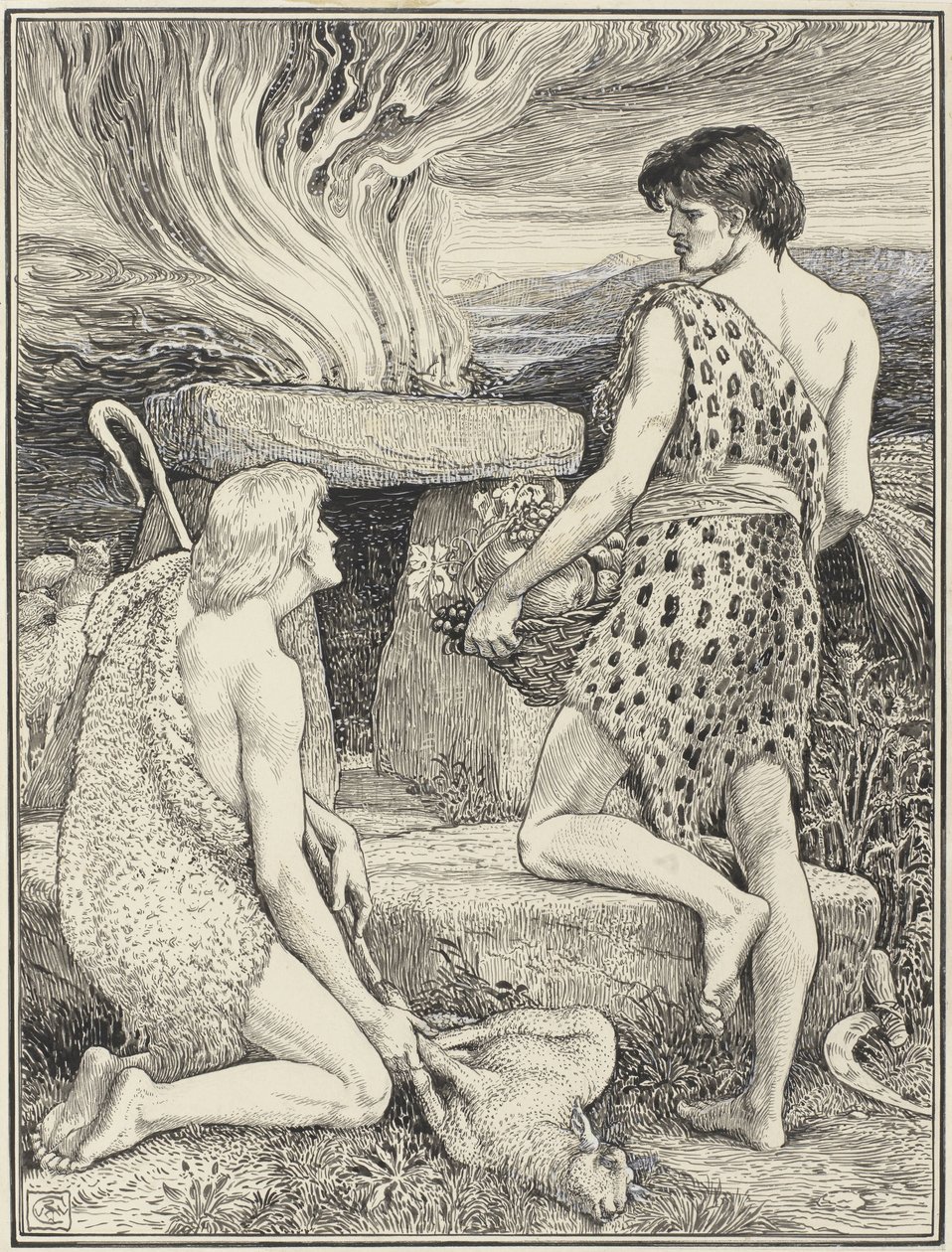 Kain ja Abel tekijältä Walter Crane (signed by artist)