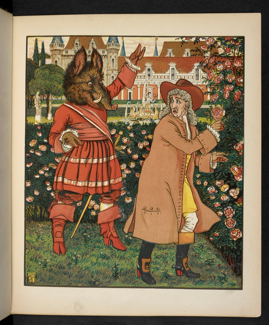 Kuvitus kaunotar ja hirviö. tekijältä Walter Crane
