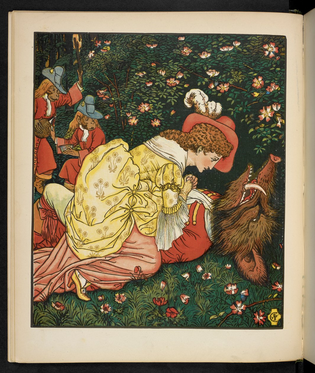 Kuvitus kaunotar ja hirviö. tekijältä Walter Crane