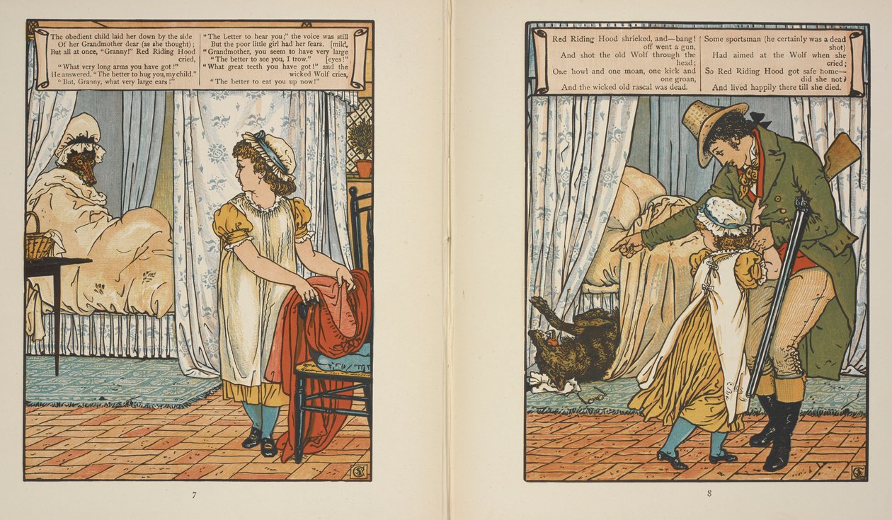 Kuvituksia "Punahilkka". tekijältä Walter Crane