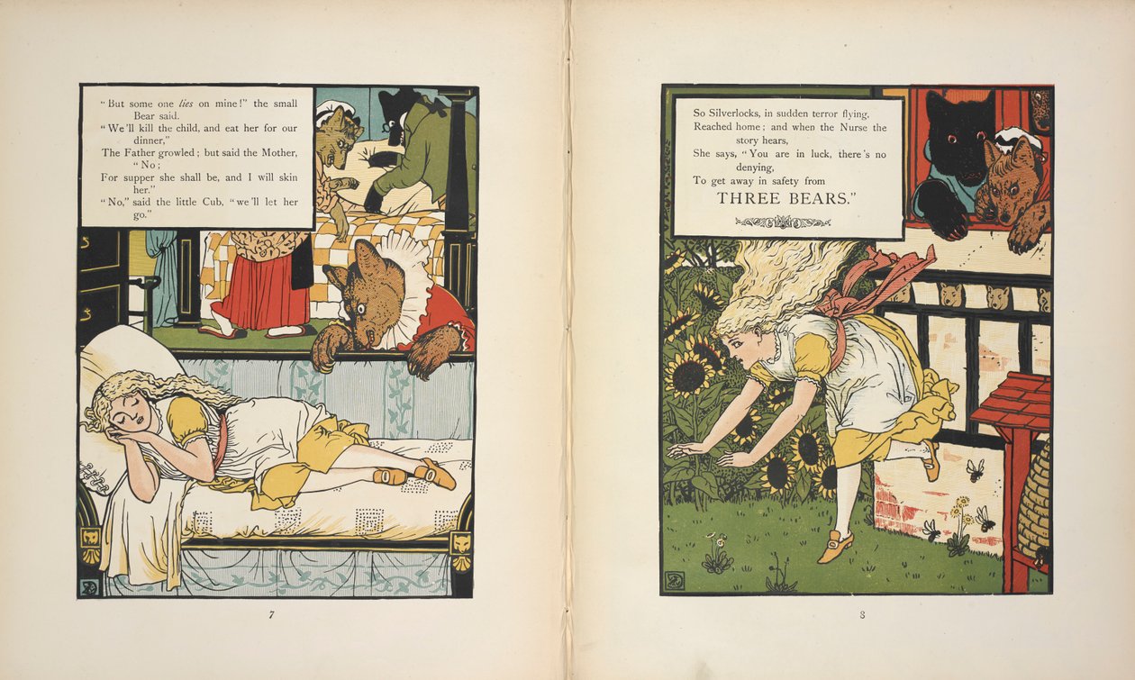 Silverlocks vaarassa Kolmen Bears. tekijältä Walter Crane