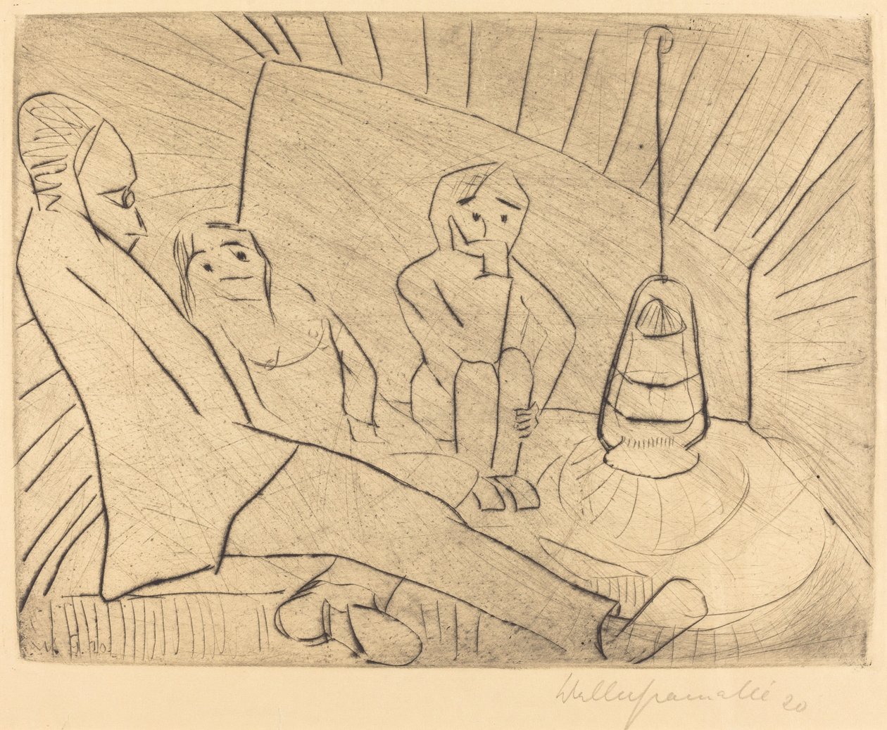 Kolme ihmistä ateljeessa, 1920. tekijältä Walter Gramatte