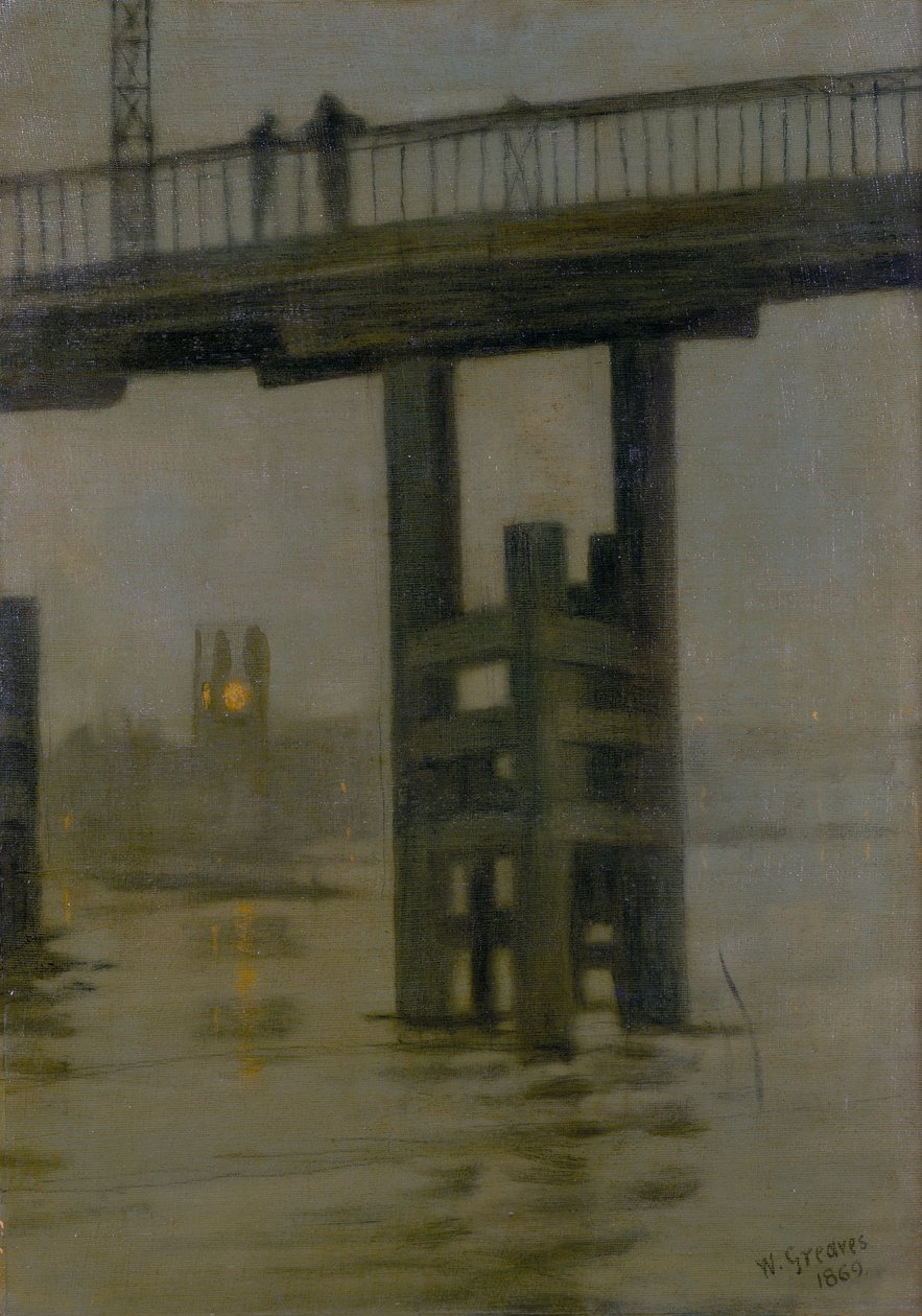 Battersea Bridge - Misty Moonlight, 1870-luvun loppu. tekijältä Walter Greaves