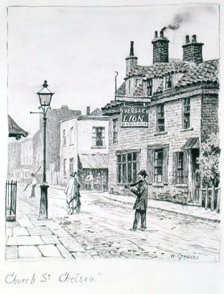 Church Street, Chelsea (muste paperille) tekijältä Walter Greaves