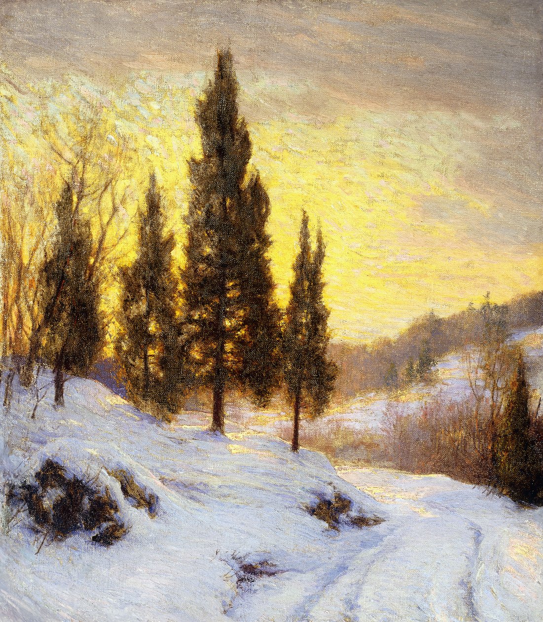 Talvi auringonlasku tekijältä Walter Launt Palmer
