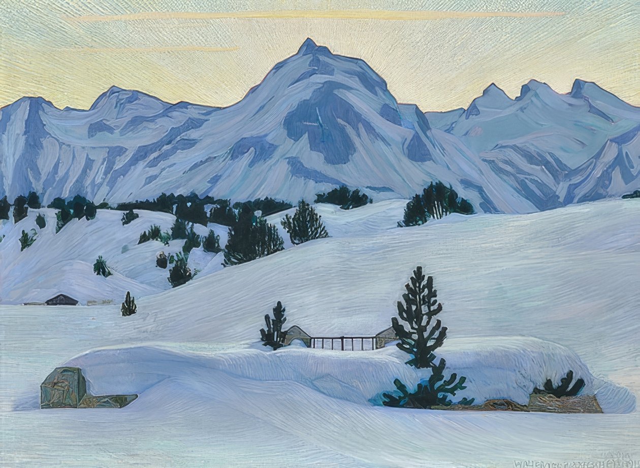 Talvimaisema Malojan lähellä. 1912 tekijältä Walter von Ruckteschell