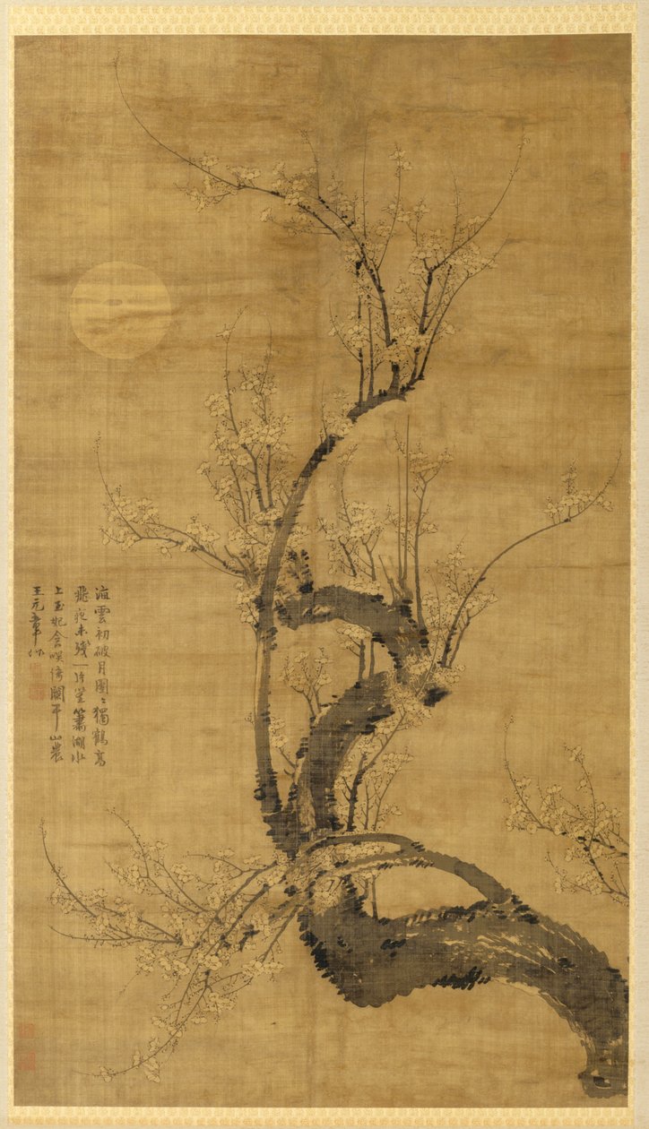 Prunus kuunvalossa, 1300-luku. tekijältä Wang Mian