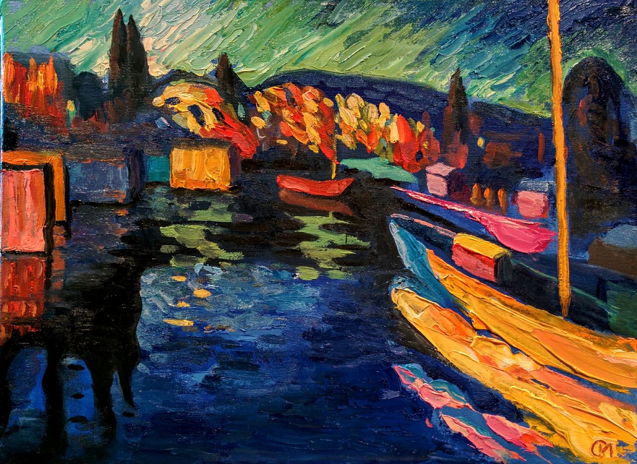 В. Кандинский. Осенний пейзаж с лодками tekijältä Wassily Kandinsky