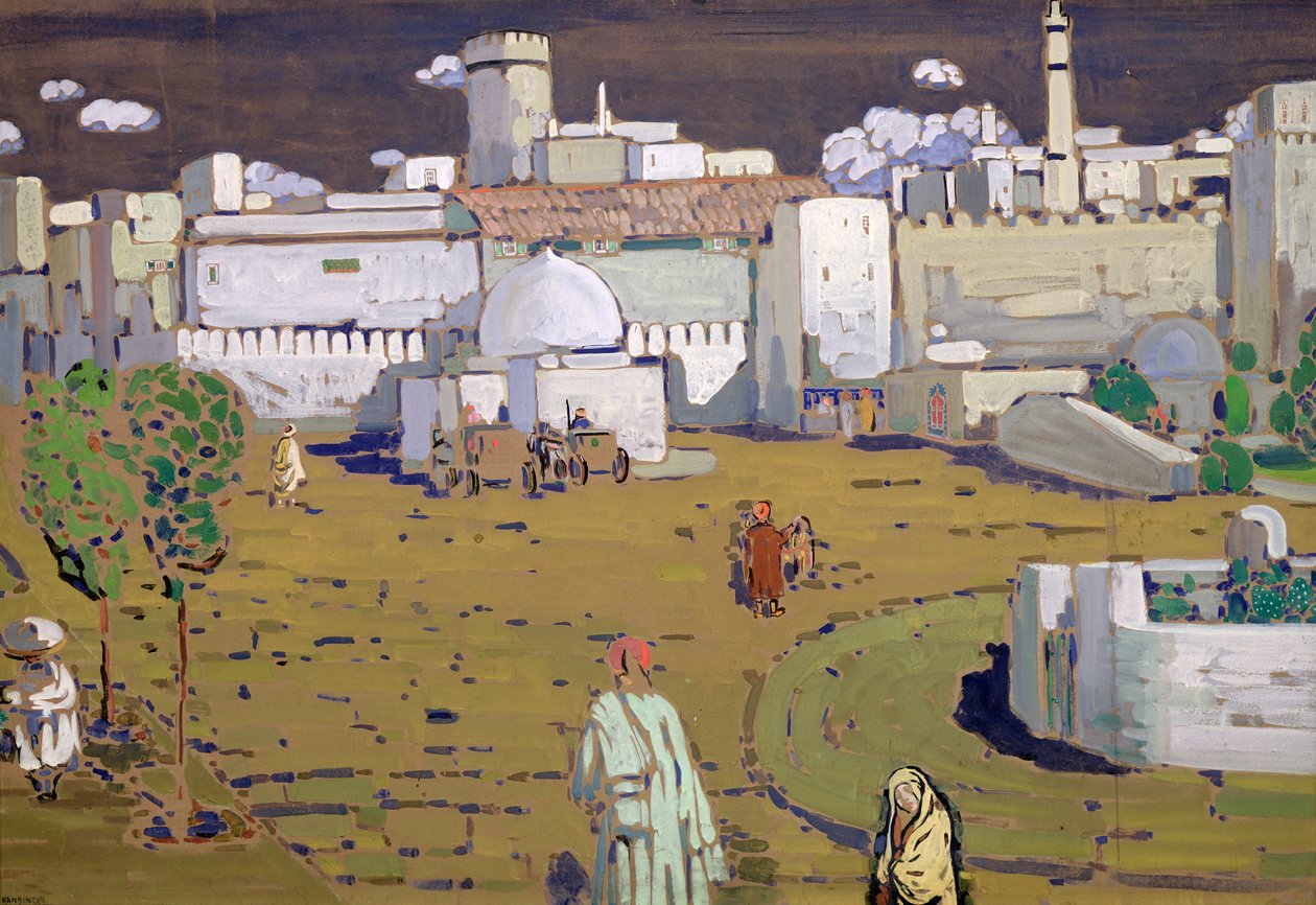 Arabikaupunki, 1905 (tempera, kortti) tekijältä Wassily Kandinsky