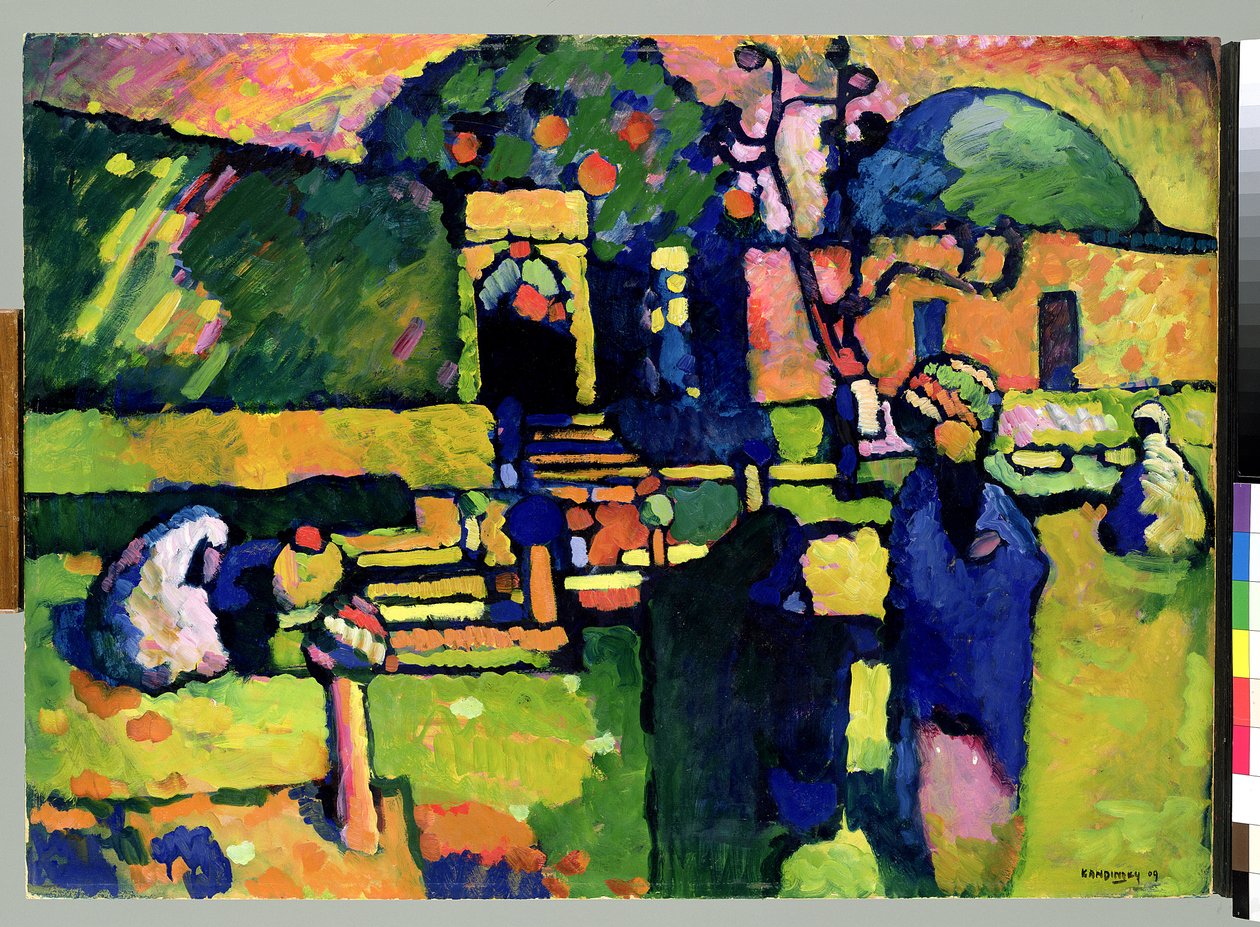 Arabialainen hautausmaa, 1909 (öljy kartongille) tekijältä Wassily Kandinsky