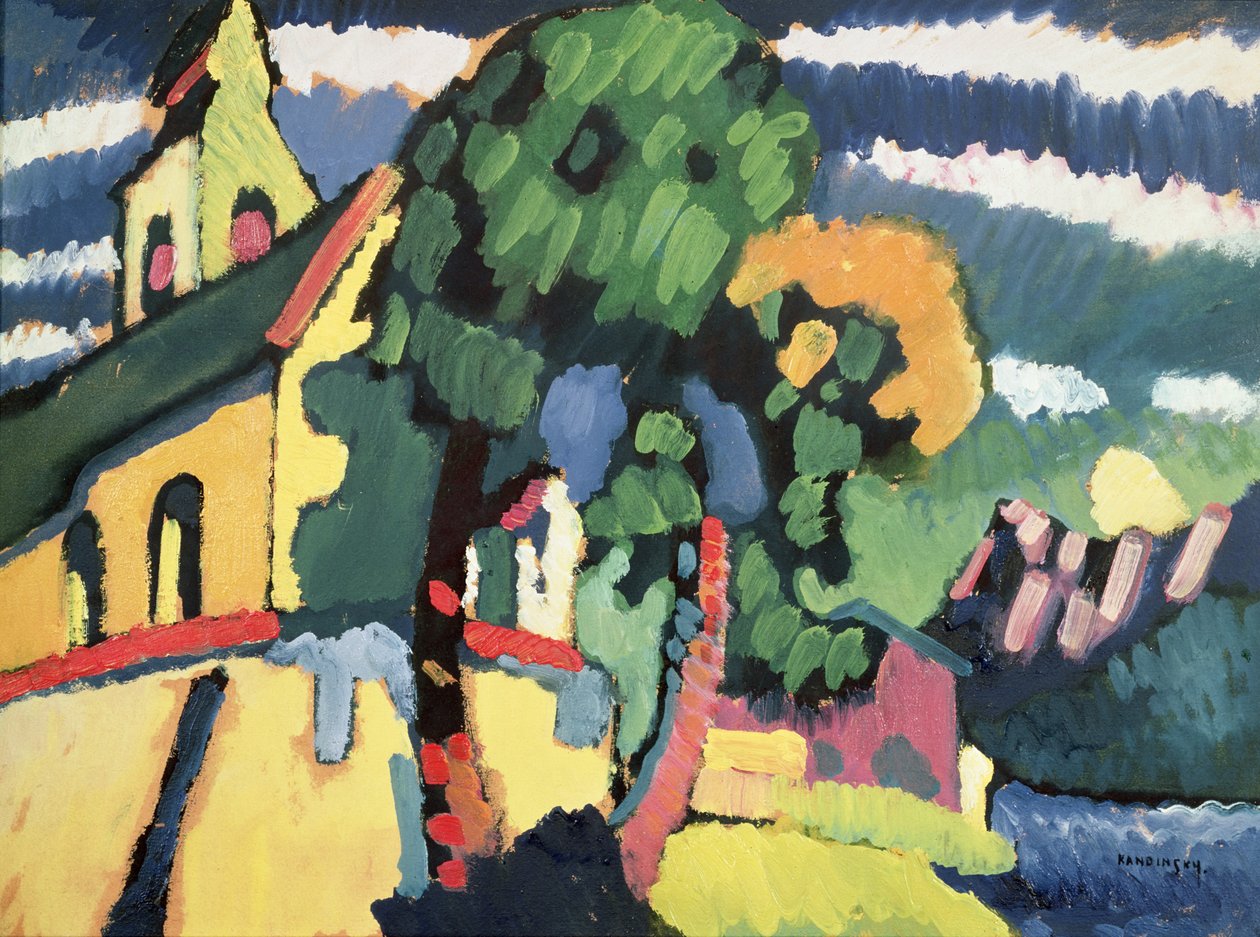Baijerin maisema ja kirkko (öljy) tekijältä Wassily Kandinsky