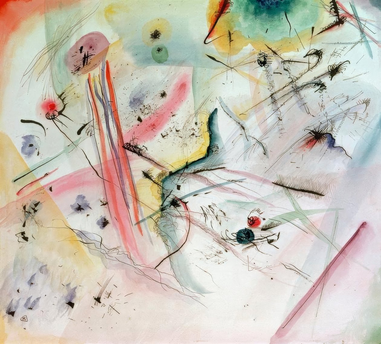 Koostumus à bandes rouges et bleues tekijältä Wassily Kandinsky