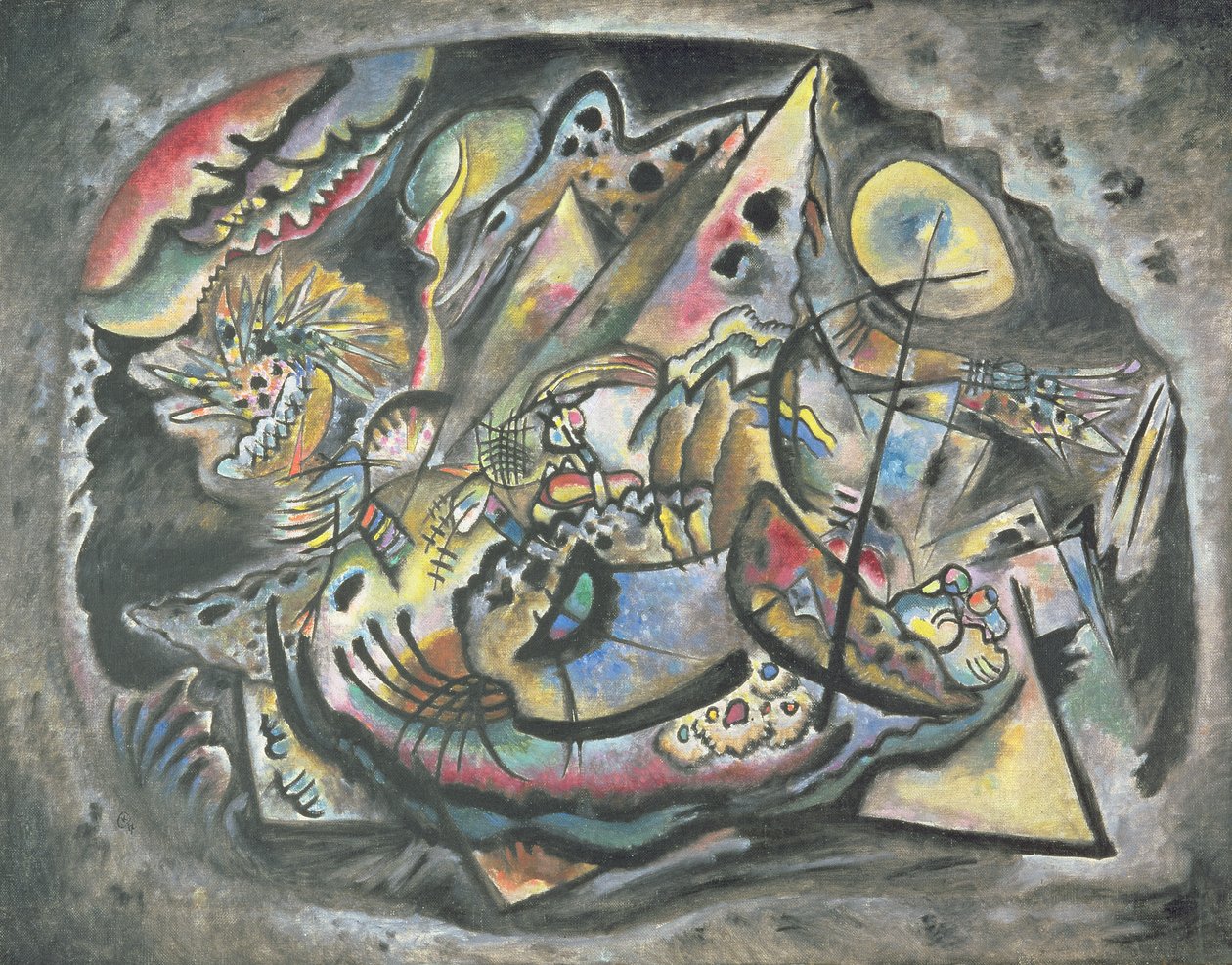 Sävellys: The Grey Oval, 1917 tekijältä Wassily Kandinsky