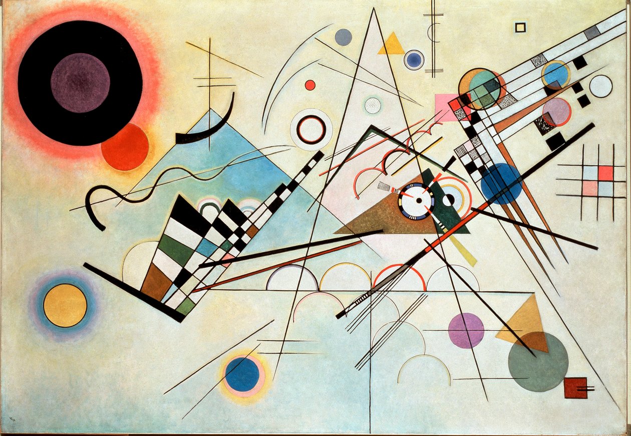 Sävellys VIII Vassily Kandinskyn maalaus (tai Wassily Kandinski tai Kandinskij, 1866-1944). 1915 Su. 201x140 cm New York, Guggenheim-museo tekijältä Wassily Kandinsky