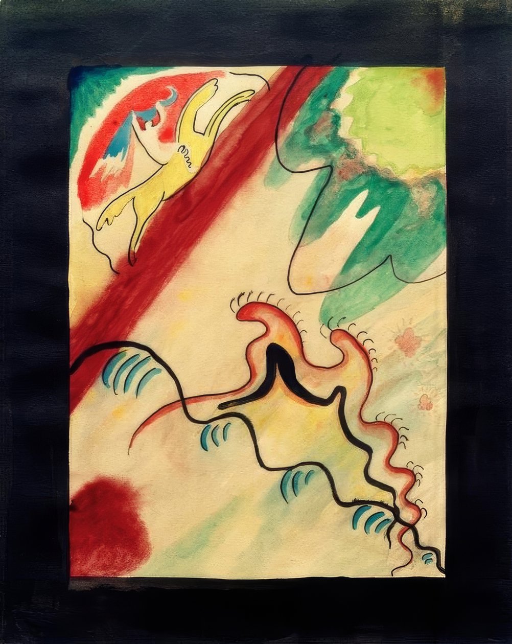 Entwurf für den Umschlag des Almanachs Der Blaue Reiter tekijältä Wassily Kandinsky