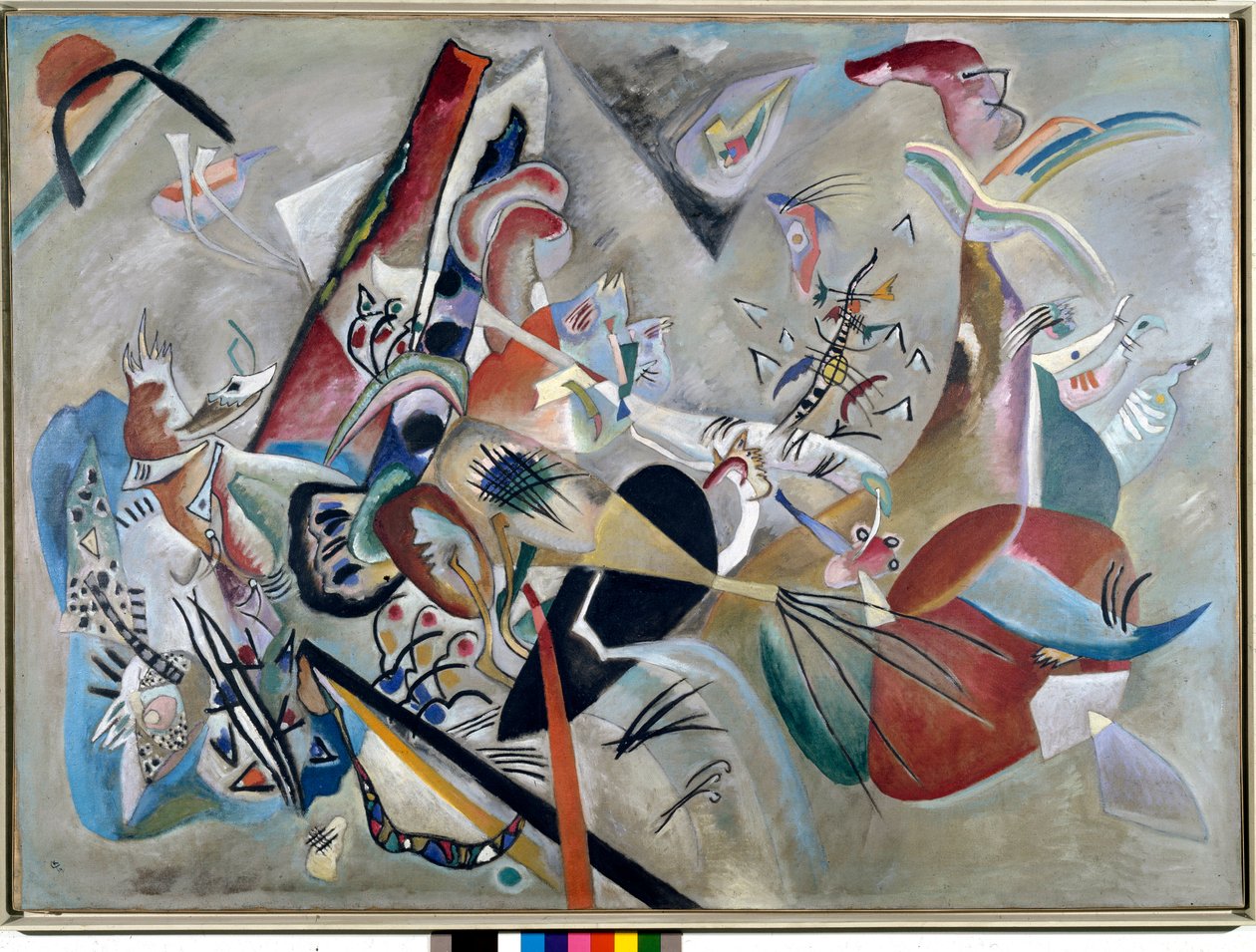 Ekspressionismi: "" Harmaalla"" Vassily Kandinskyn maalaus (tai Wassily Kandinsky tai Kandinsky, 1866-1944). 1919 Yksityinen kokoelma tekijältä Wassily Kandinsky