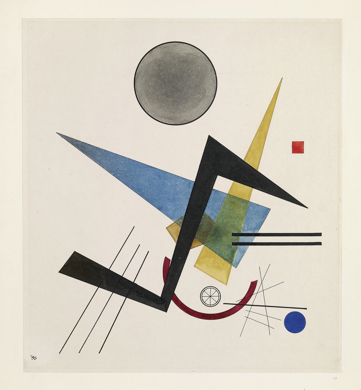 Harmaa ympyrä, 1923 (wc ja muste kudottupaperille) tekijältä Wassily Kandinsky