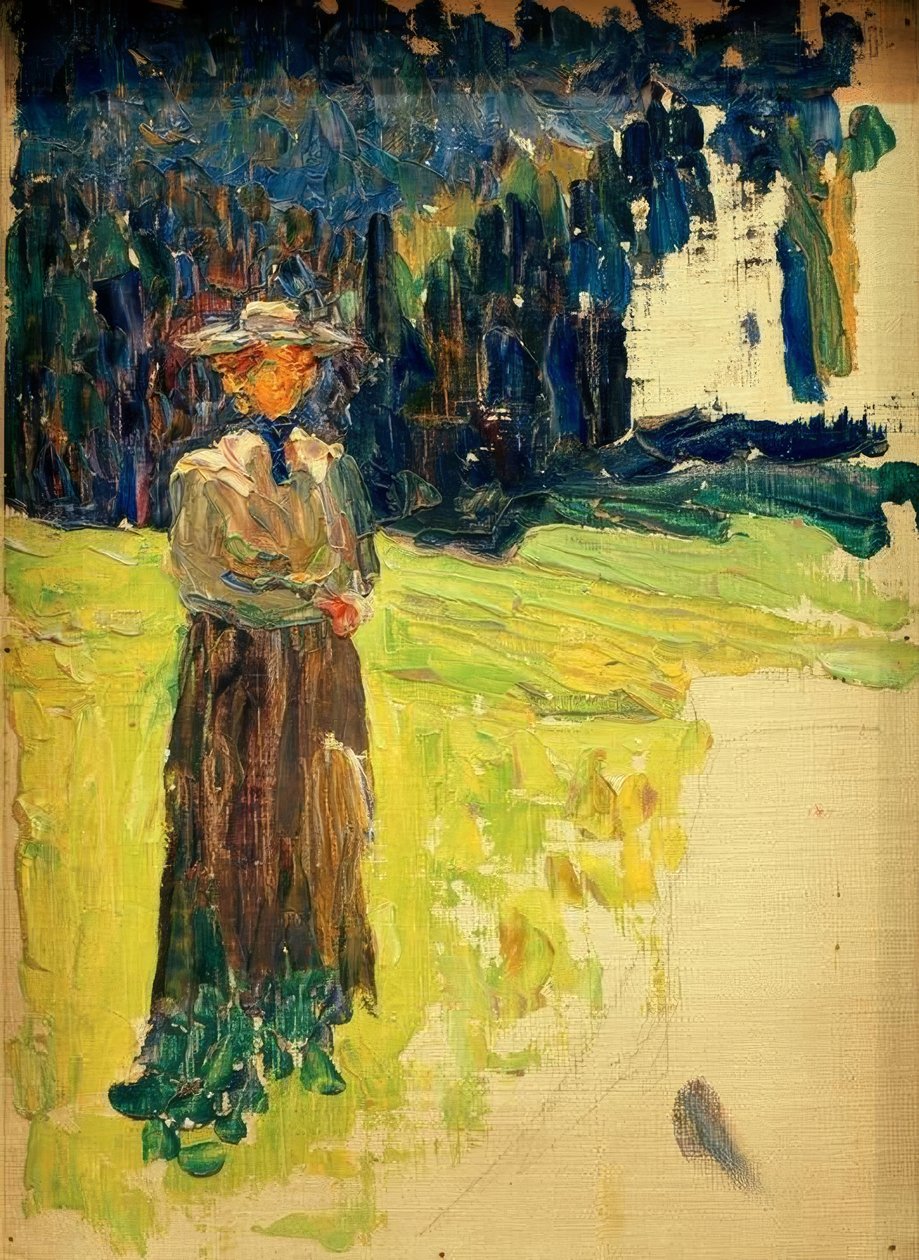 Kochel – Stehende Dame am Waldrand tekijältä Wassily Kandinsky