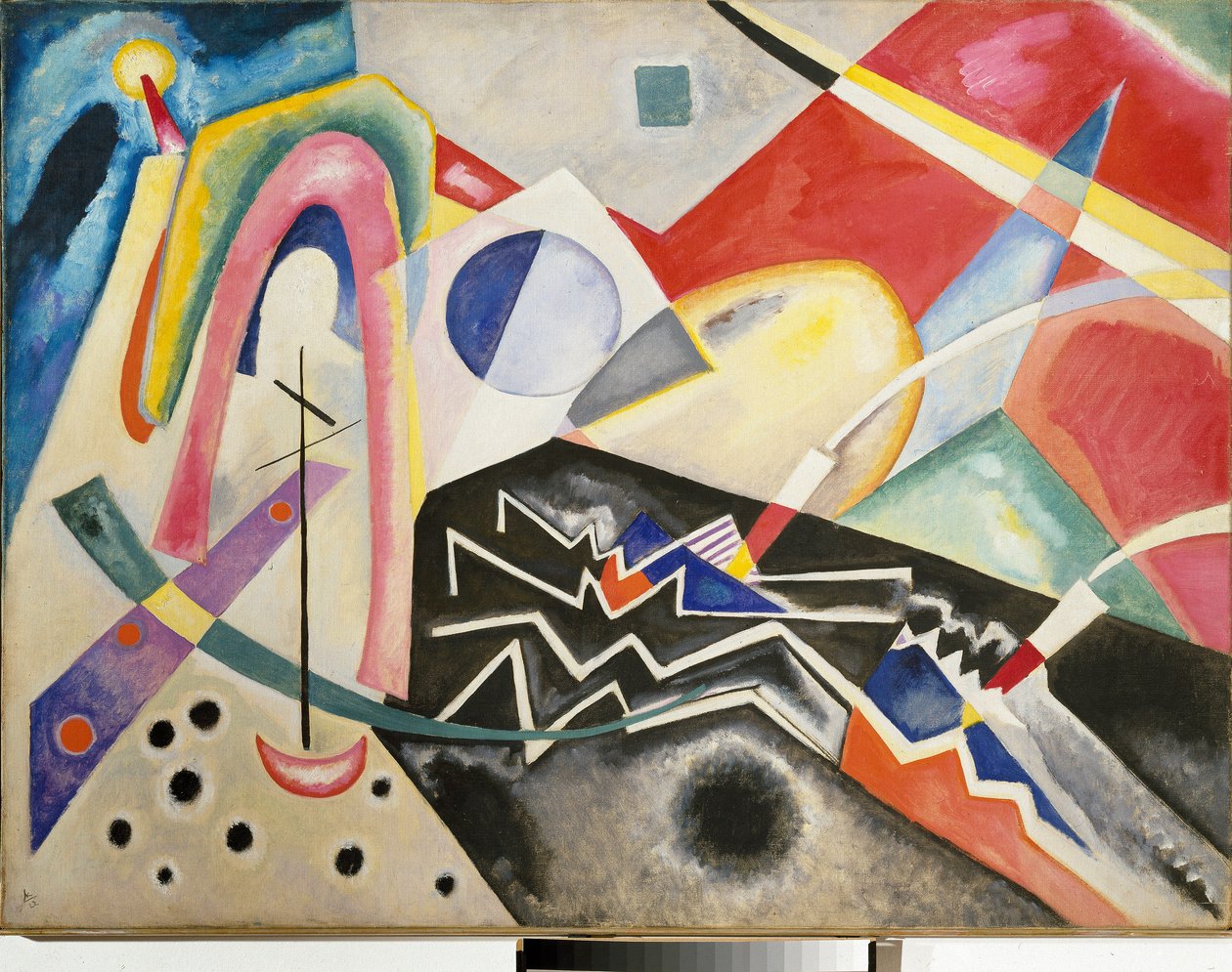 Siksak (zig-zag) valkoinen Maalaus Vassily Kandinsky (tai Wassily Kandinski tai Kandinsky, 1866-1944) 1922 Dim. 95x125 cm Venetsia, Museo dArte Moderna Ca Pesaro tekijältä Wassily Kandinsky