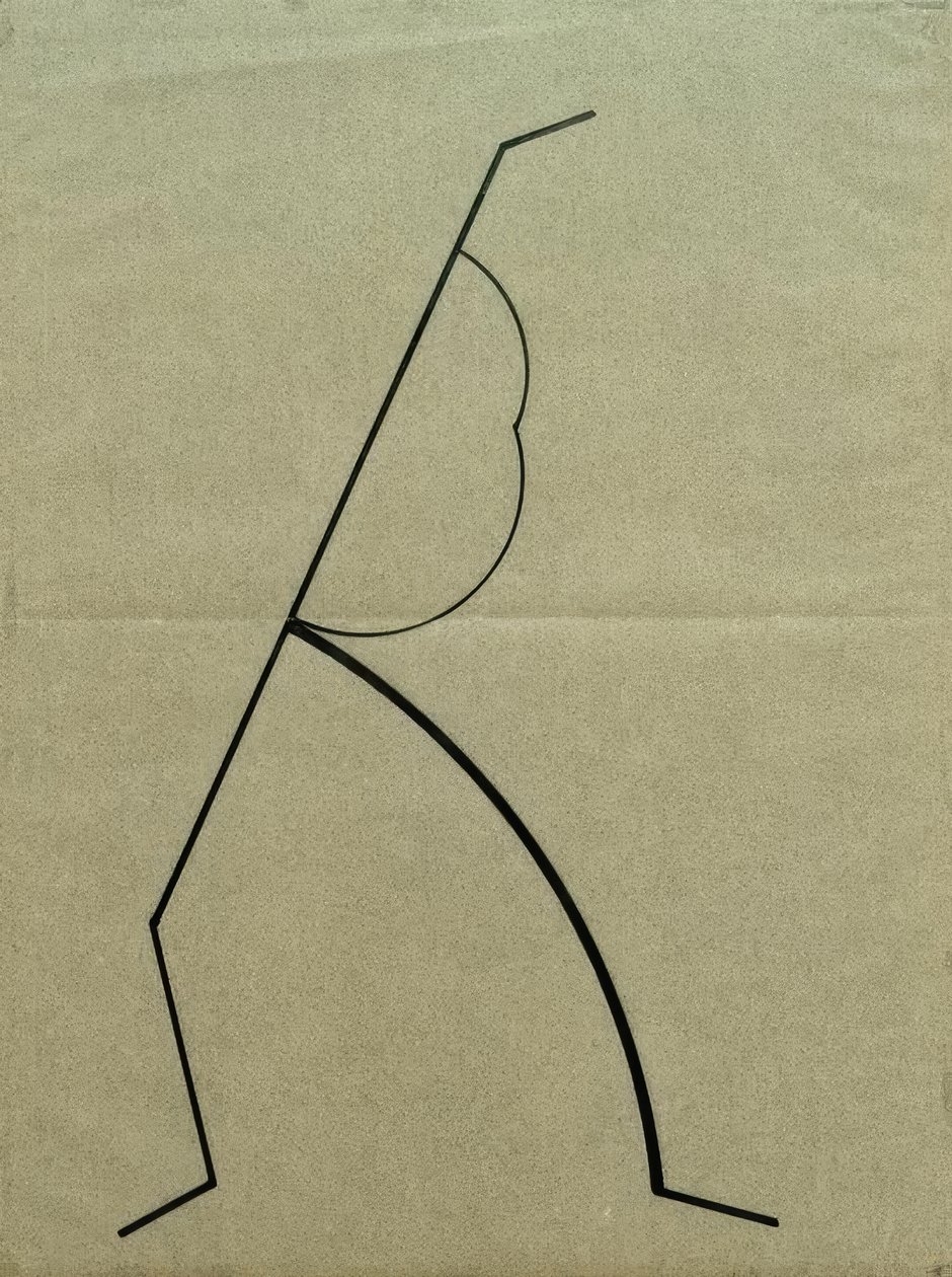 Analytische Zeichnung nach Photos der tanzenden Palucca, Nach oben strebende Gerade auf einfache Gebogene gestützt tekijältä Wassily Kandinsky