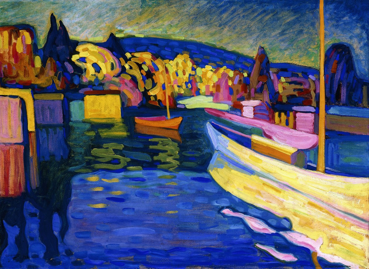 Syksyinen maisema veneiden kanssa tekijältä Wassily Kandinsky
