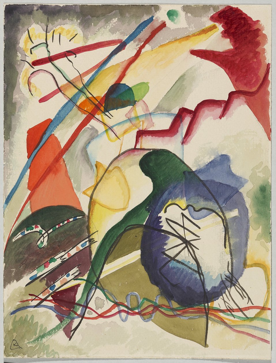 Luonnos "Valkoisella reunuksella" tekijältä Wassily Kandinsky