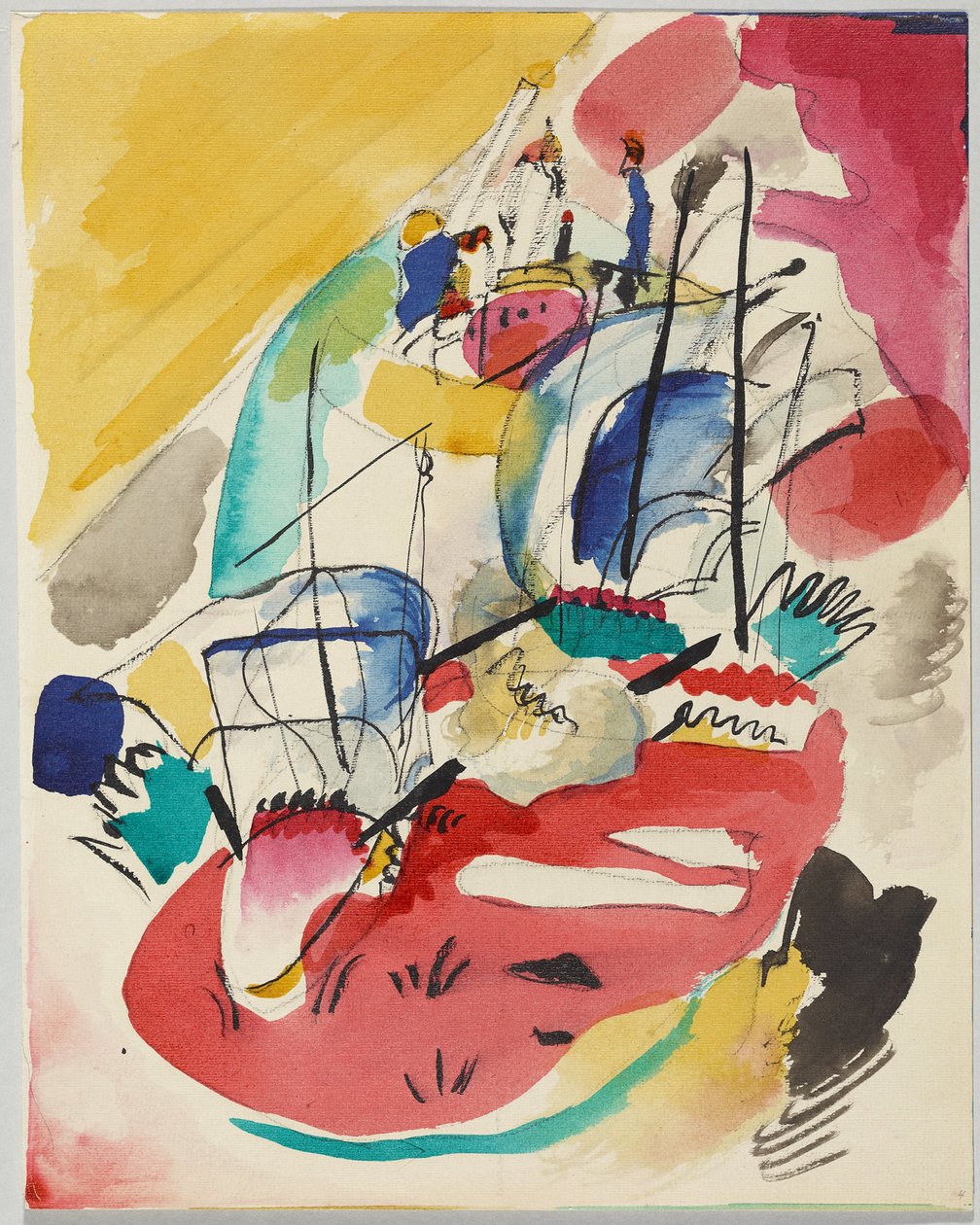 Luonnos "Improvisation 31 (Naval Battle)" tekijältä Wassily Kandinsky