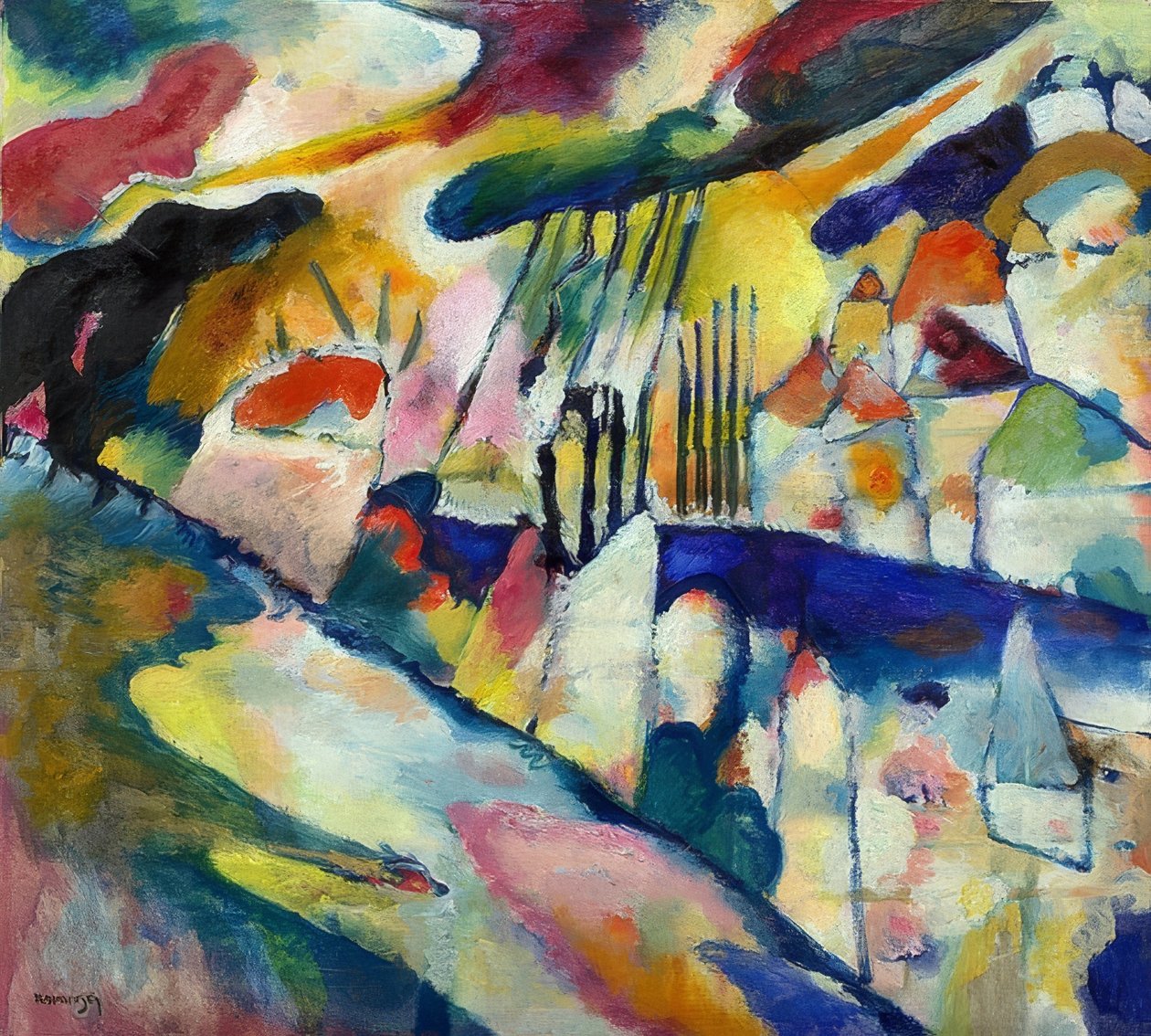 Maisema sateella. 1913 tekijältä Wassily Kandinsky