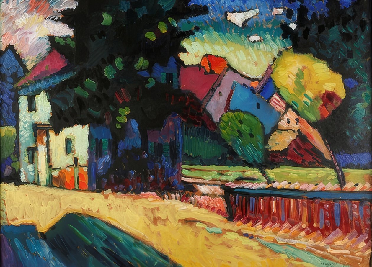 Murnau - maisema vihreällä talolla. 1909 tekijältä Wassily Kandinsky