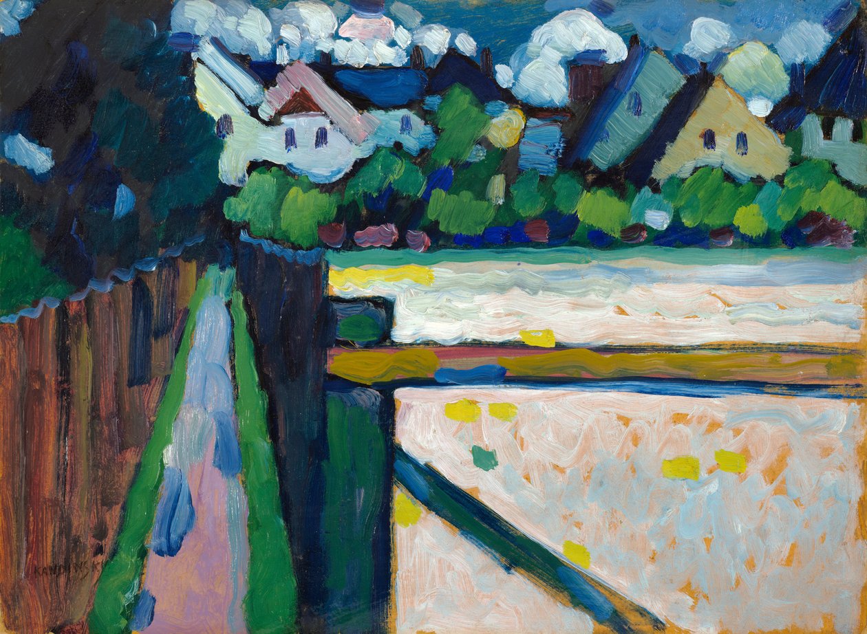 Murnau - kävelytie ja taloja tekijältä Wassily Kandinsky