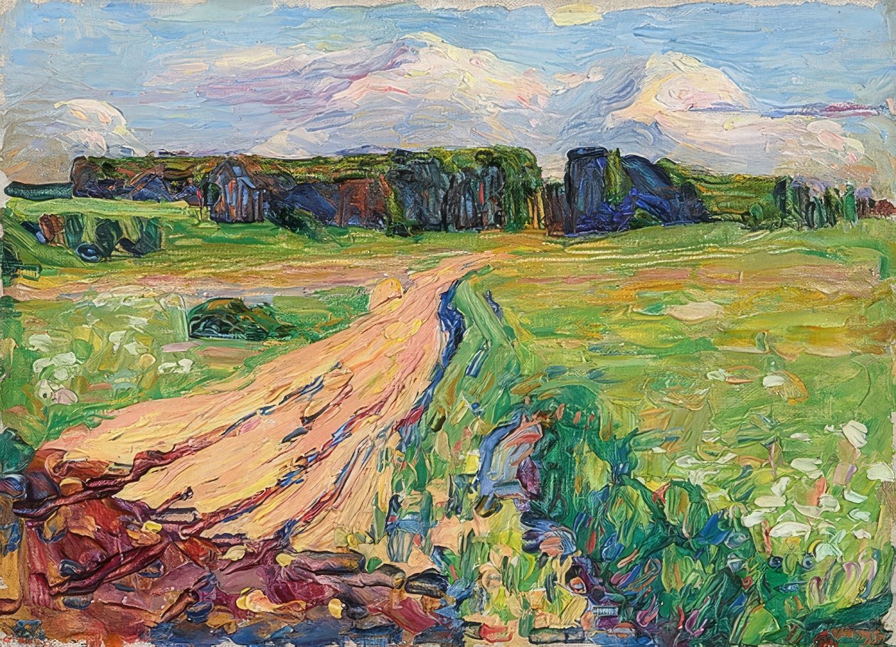 Planegg I. Maisema Münchenin lähellä. Noin 1901 tekijältä Wassily Kandinsky