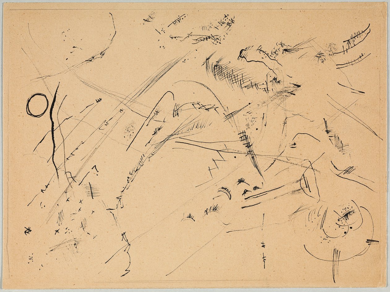 Piirustus "Metsällä ja sateenkaarella" tekijältä Wassily Kandinsky