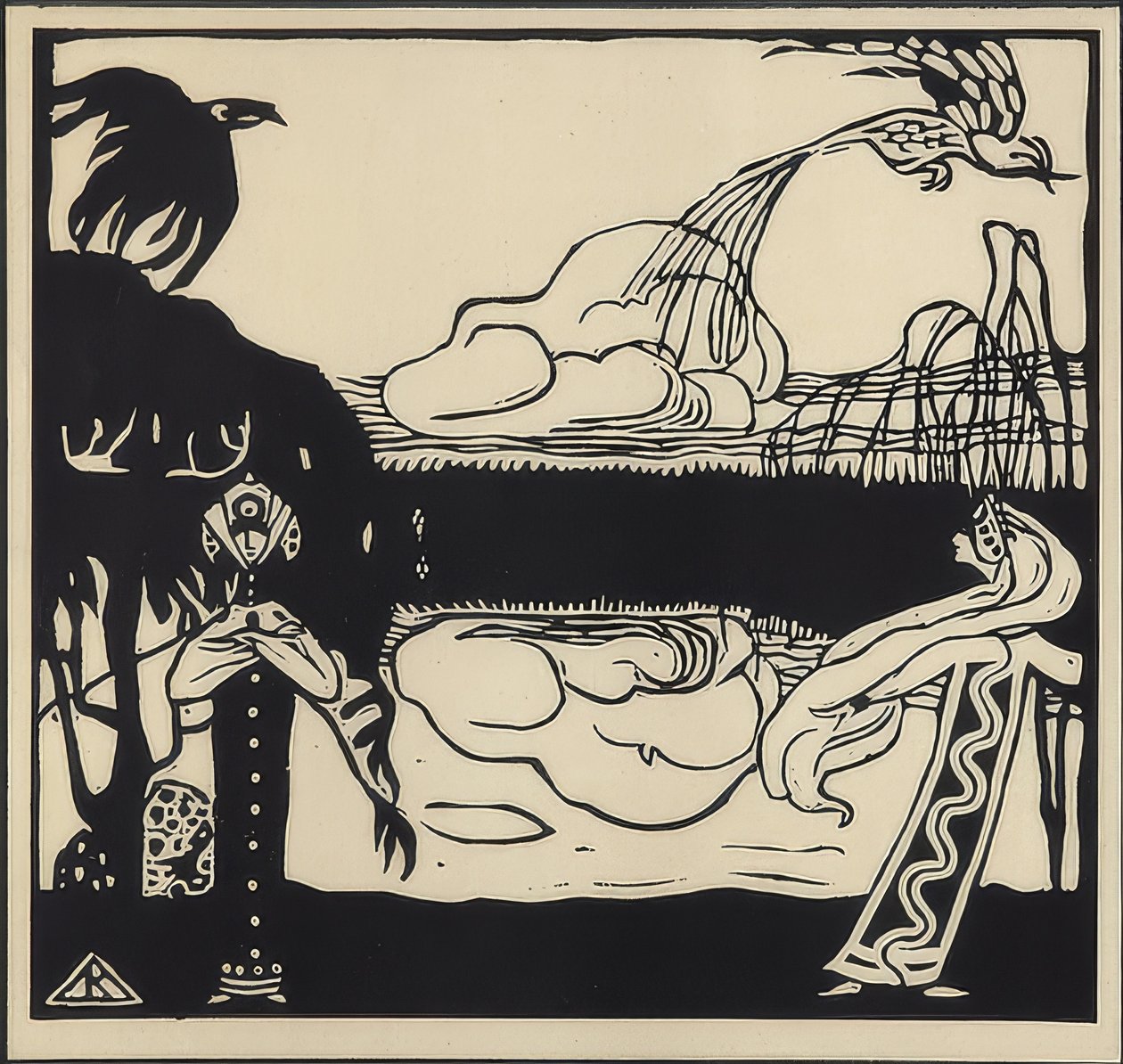 Kaksi lintua. 1907 tekijältä Wassily Kandinsky