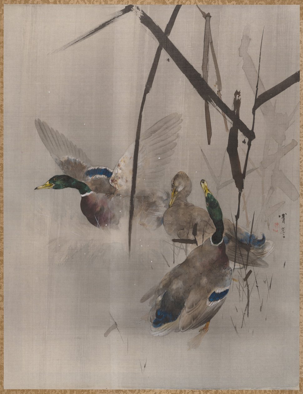Ducks in the Rushes, n. 1887. tekijältä Watanabe Seitei