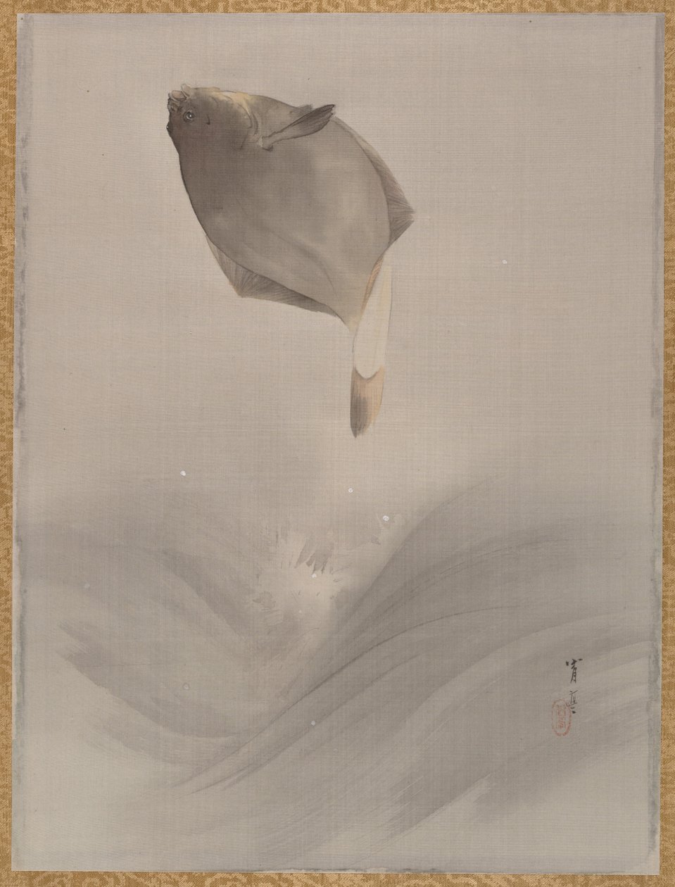 Hyppäävä kala, n. 1887. tekijältä Watanabe Seitei