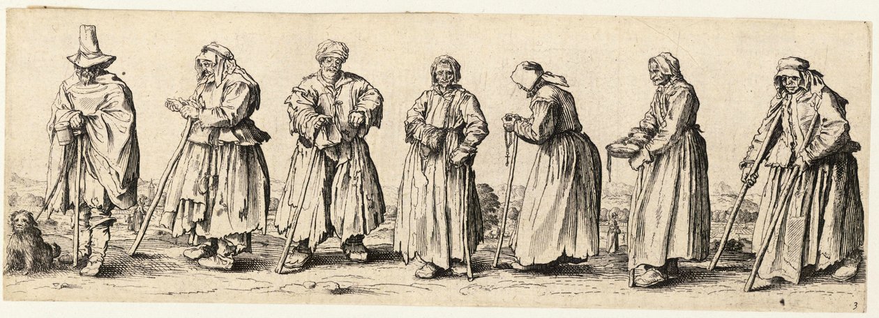 Miehet ja naiset kerjäläisiä tekijältä Wenceslaus Hollar