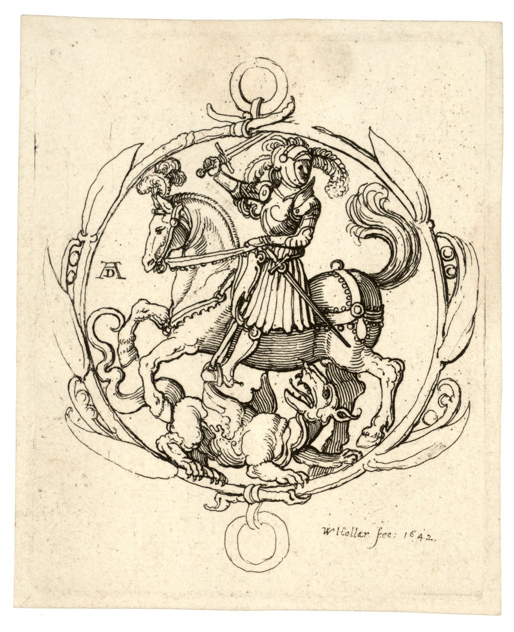 Pyhä George ja lohikäärme tekijältä Wenceslaus Hollar
