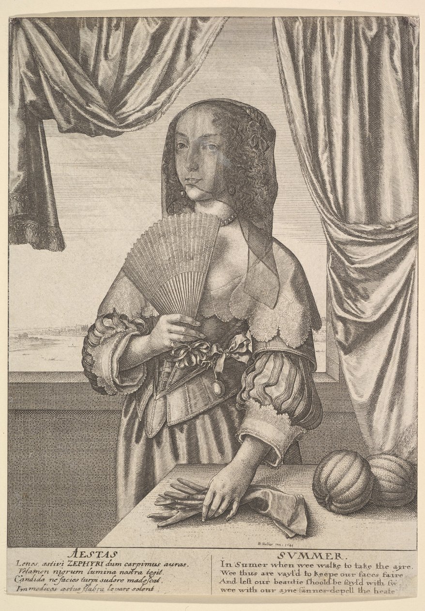 Aestas - Kesä Kolmen neljäsosan pituiset vuodenajat, 1641. tekijältä Wenceslaus Hollar