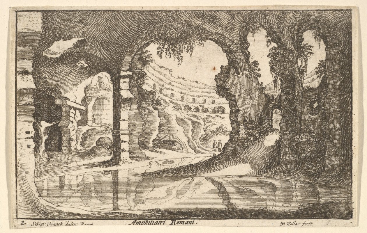 Roomalainen amfitiatri, n. 1650. tekijältä Wenceslaus Hollar