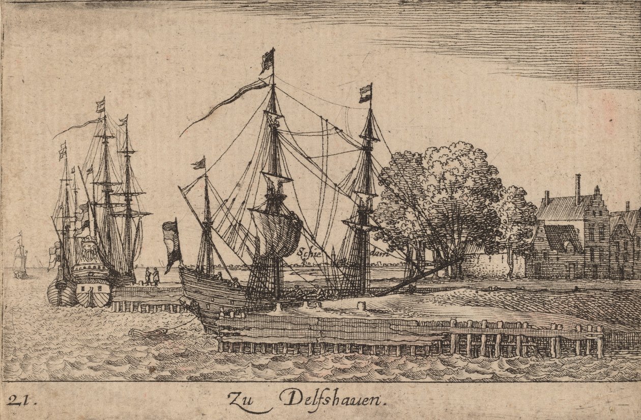 Delftin satama, 1635. tekijältä Wenceslaus Hollar