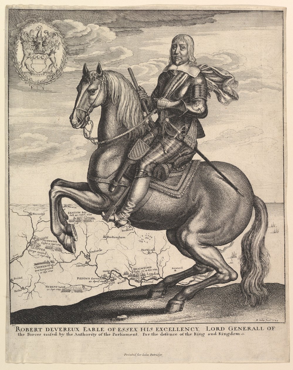 Essexin kreivi hevosen selässä, 1643. tekijältä Wenceslaus Hollar