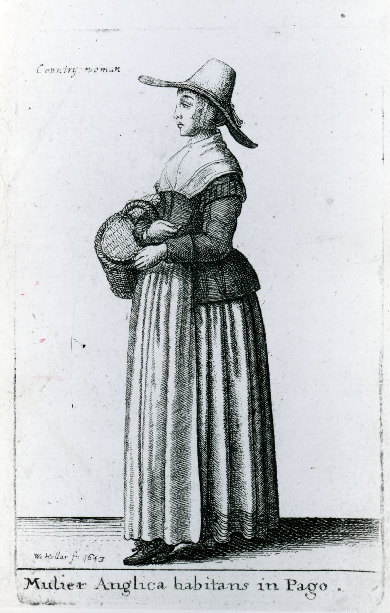 Englantilainen maalaisnainen, 1643 tekijältä Wenceslaus Hollar